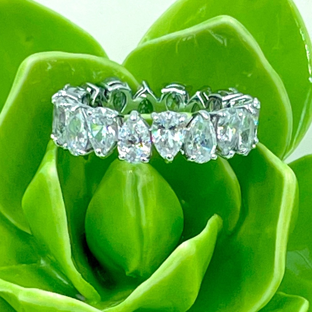 Sterling Silver CZ Eternity Band - Clear Sparkle